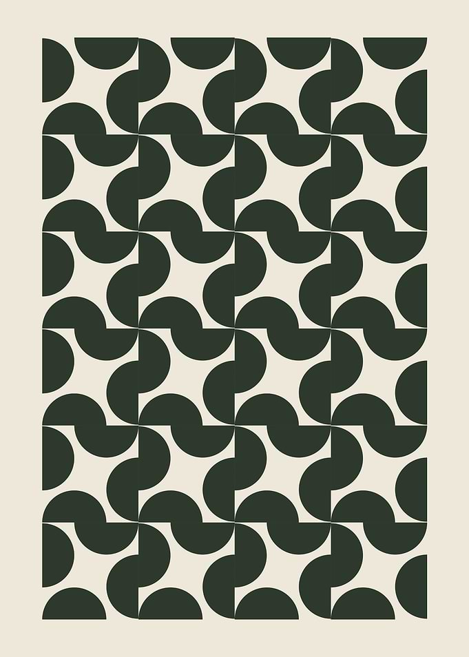 Abstract Geometric Pattern in Green and Beige