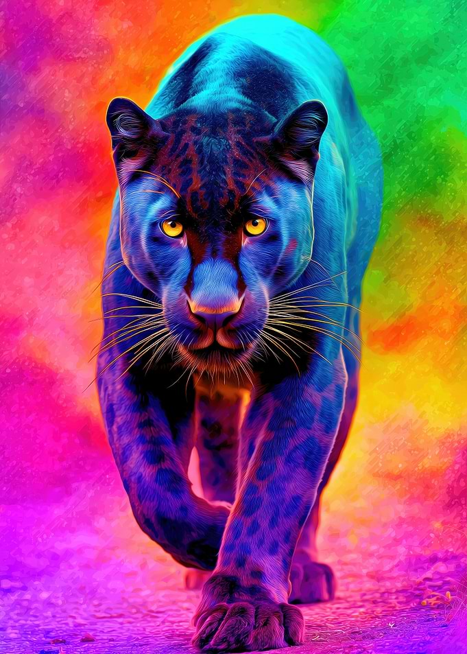 Colorful Panther Portrait
