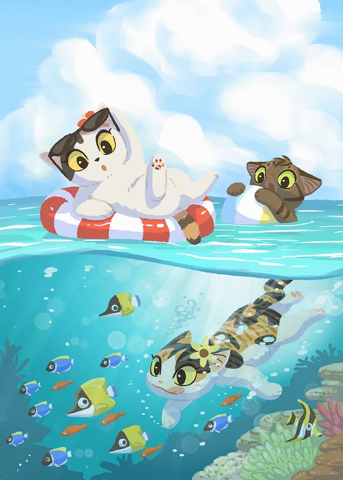 Cats at the beach