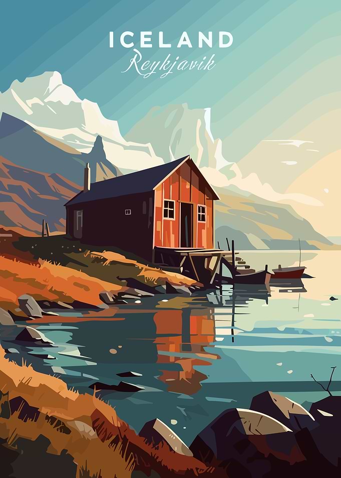Iceland Reykjavik Travel Poster