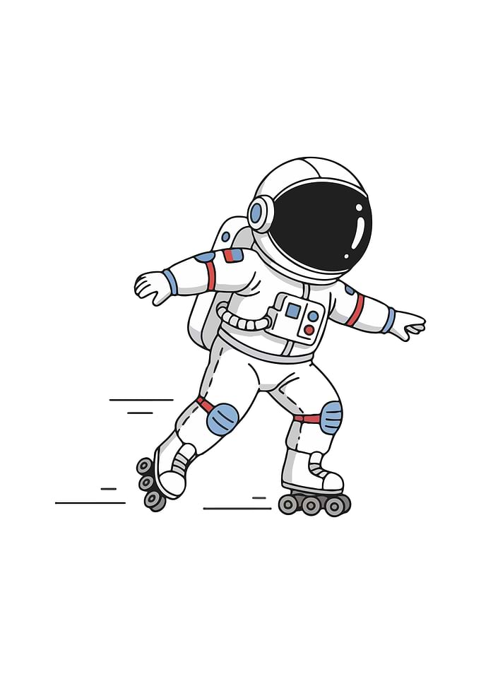 Astronaut on Roller Skates Illustration