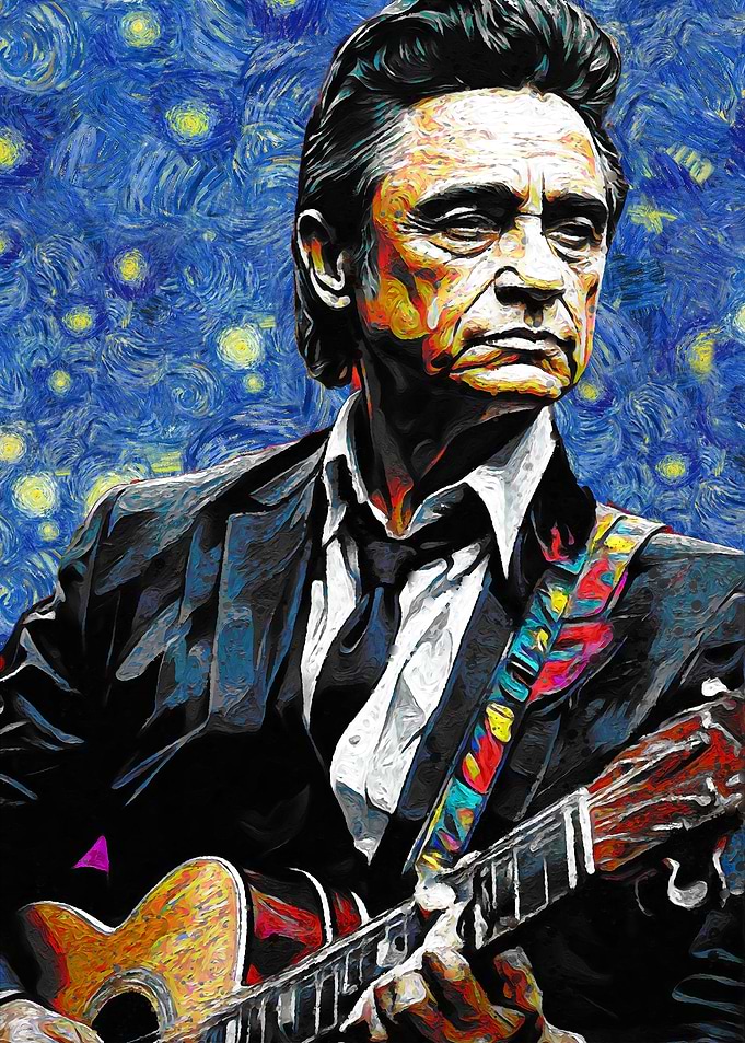 Johnny Cash Starry Night Style Portrait