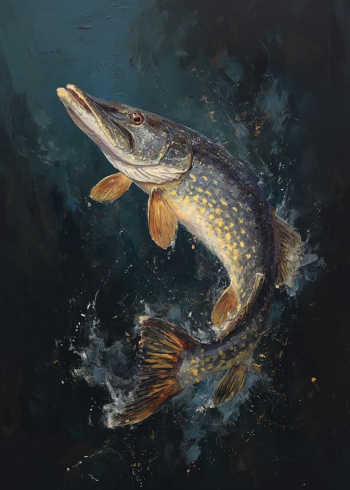 Pike Fish Painting | Angler home decor