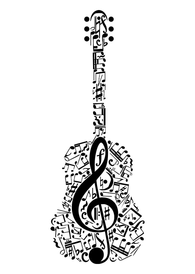 Musical Guitar Made of Music Notes