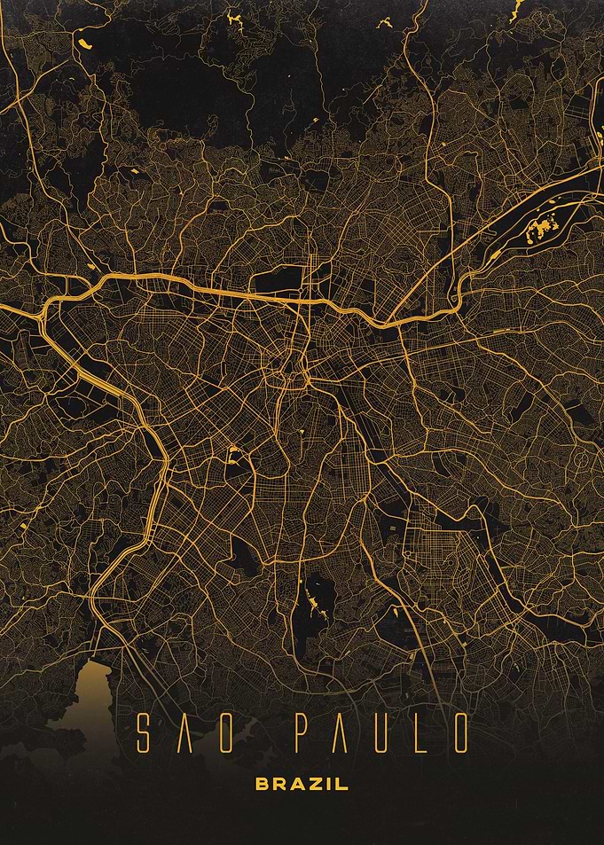 Sao Paulo, Brazil City Map Print for Stylish and Modern Wall Decor