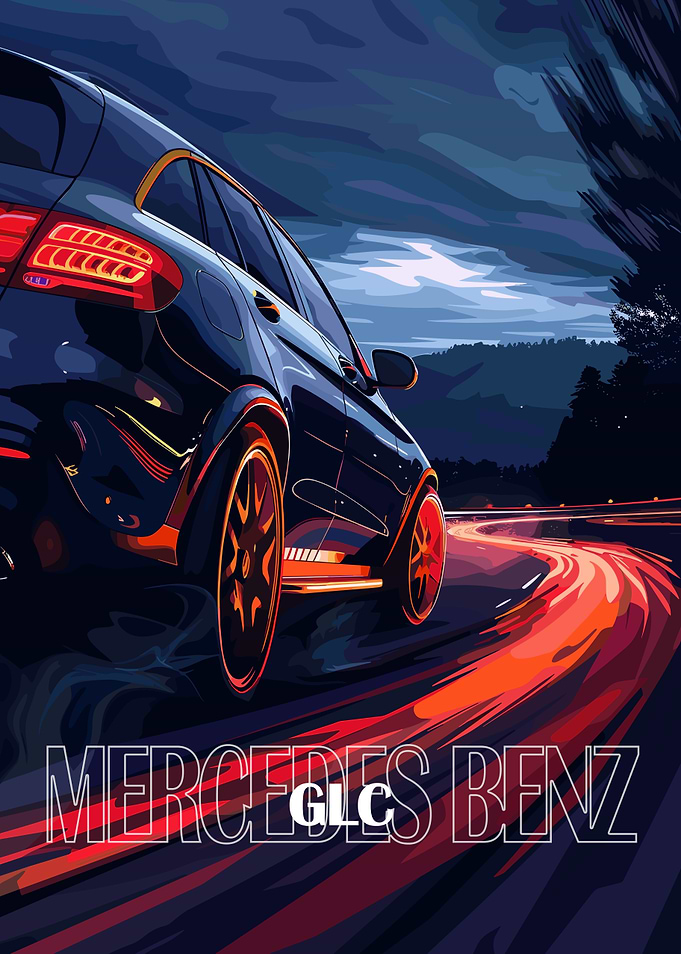 Mercedes Benz GLC on winding road