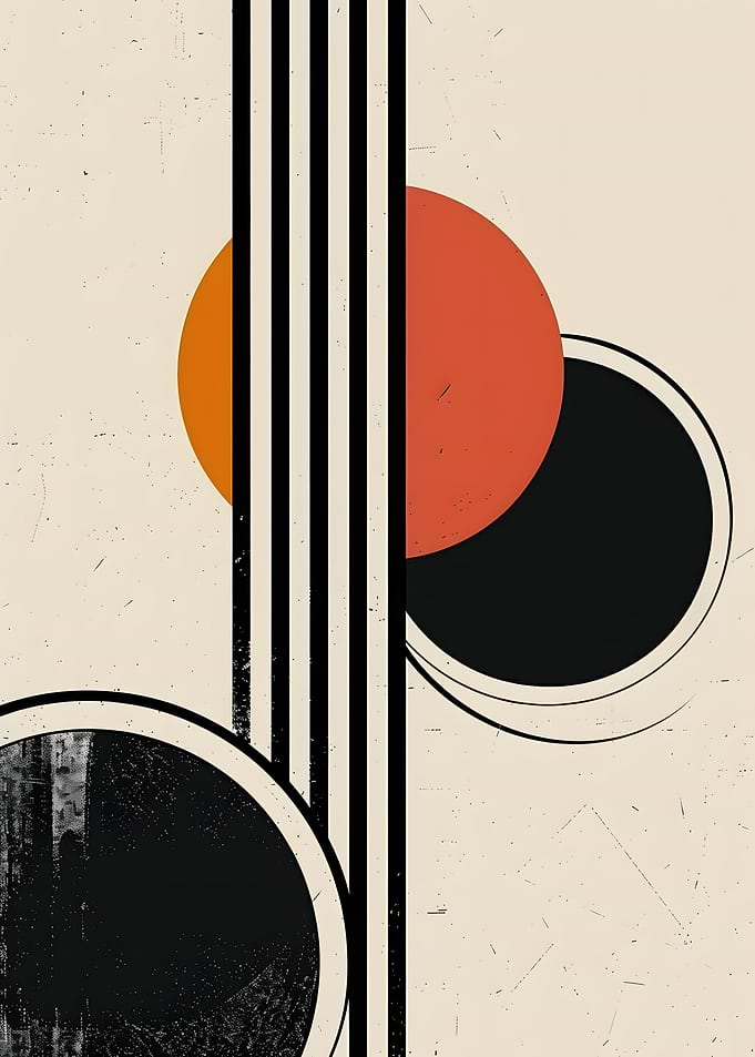 Abstract Geometric Art with Circles and Stripes