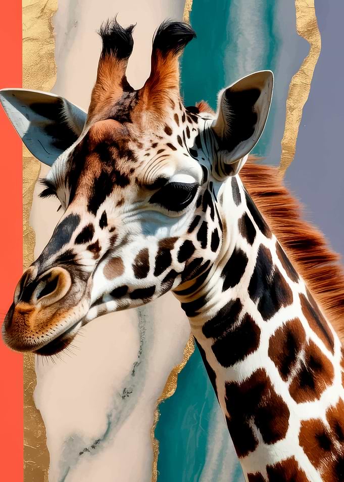 Giraffe Portrait with Abstract Background