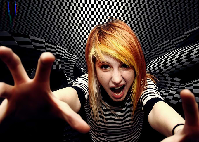 paramore Screaming Woman with Checkerboard Background