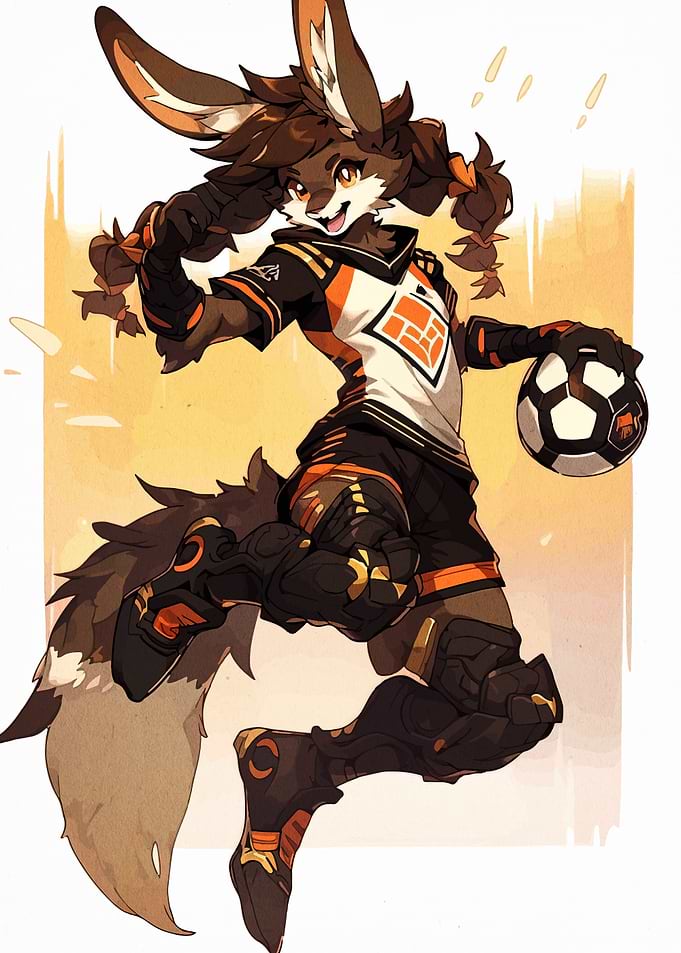 Anthropomorphic Rabbit Soccer Player Illustration