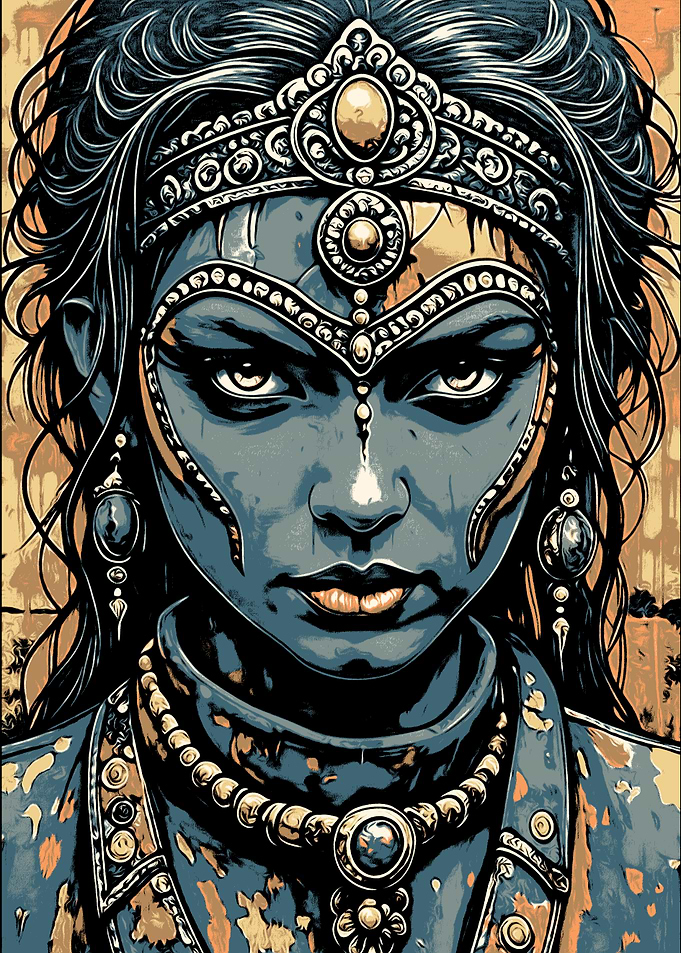 Goddess Portrait with Ornate Jewelry
