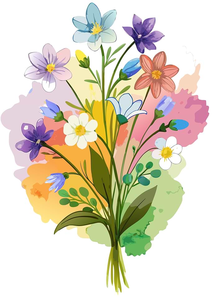 Watercolor Floral Bouquet Illustration Metal Print