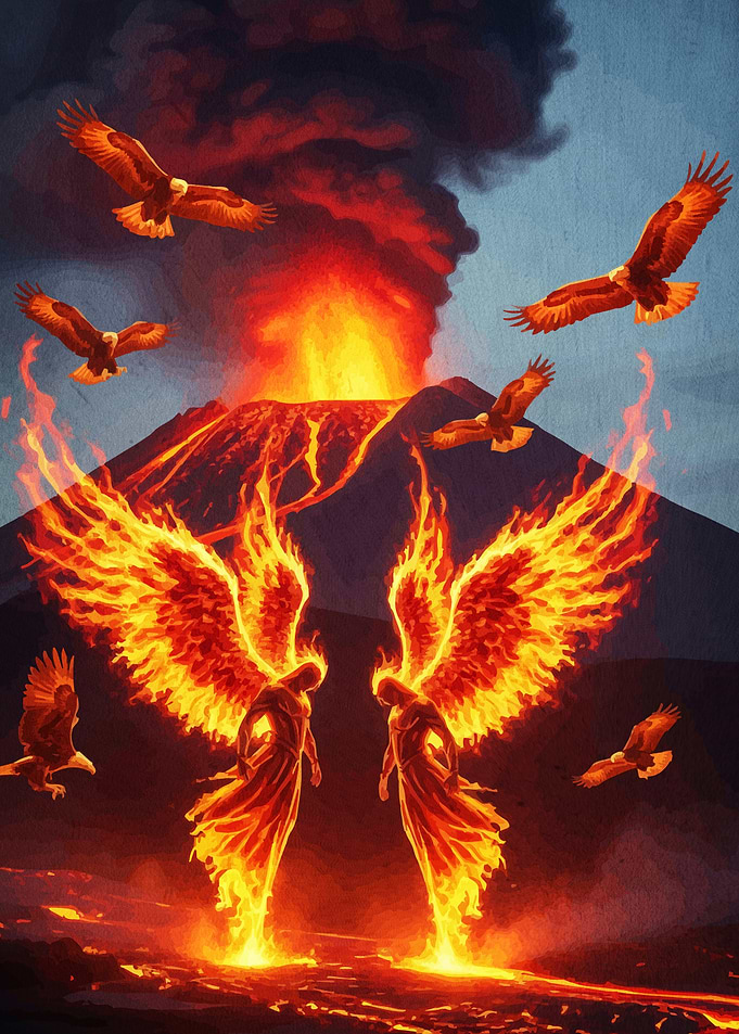 Fiery Angels Volcanic Landscape