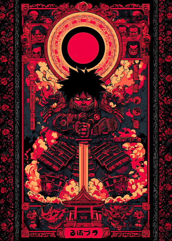 Samurai Warrior in Red and Black
