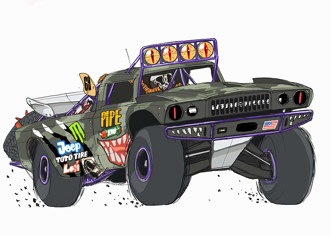 Monster Truck Cartoon Illustration