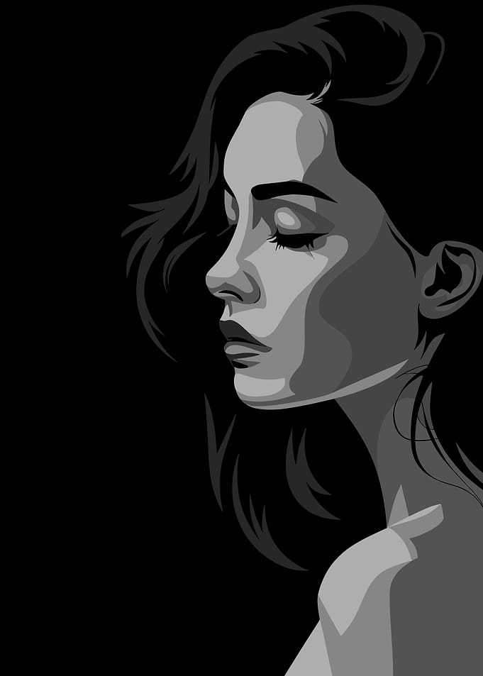 Monochrome Portrait of a Woman in Profile