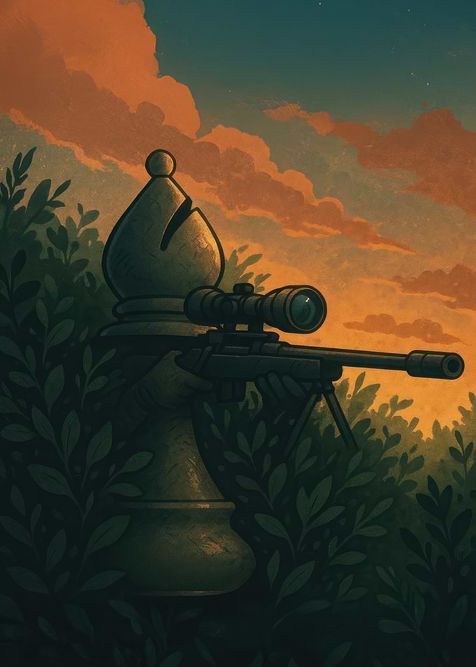 Chess Bishop Sniper in the Bushes