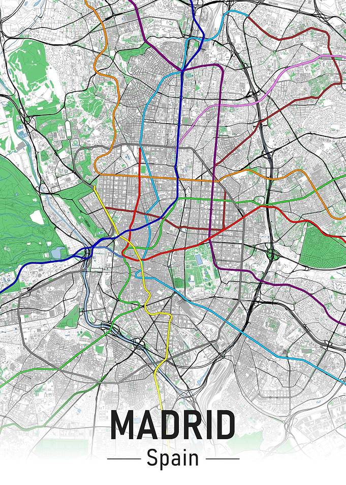 Madrid City Map Subway