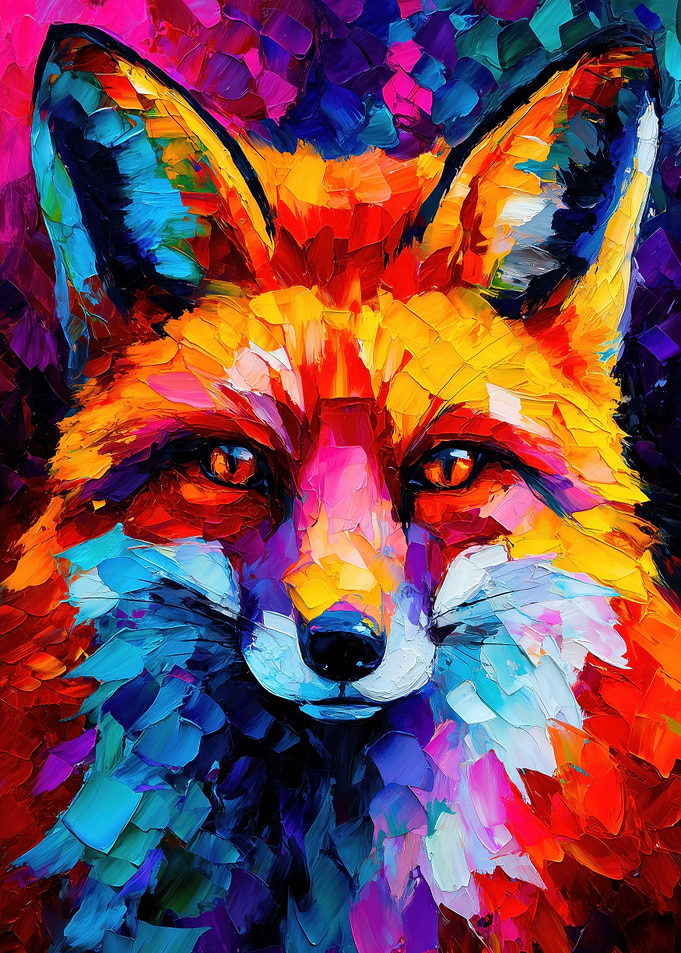 Colorful Fox Portrait Painting