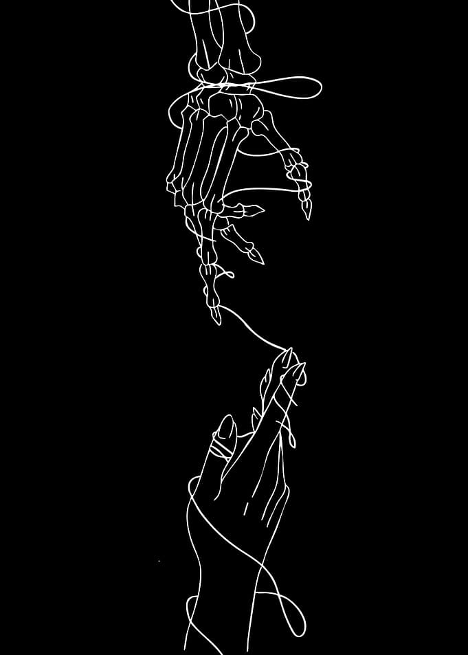 Reaching Hands Line Art