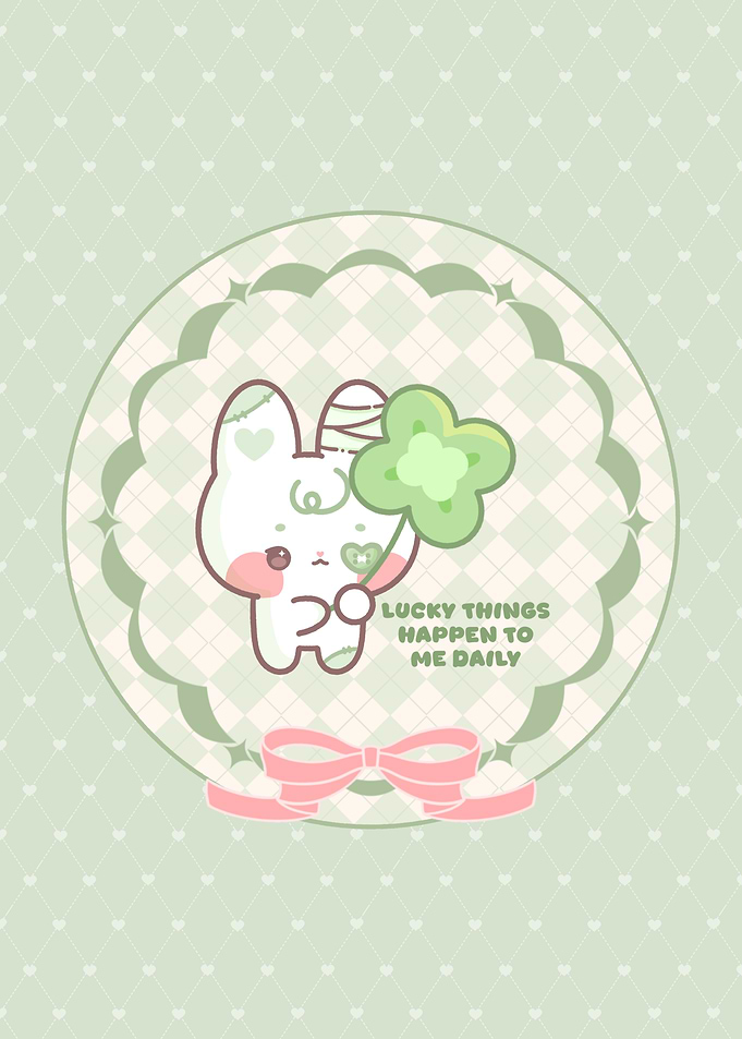 Lucky Bunny with Clover Illustration