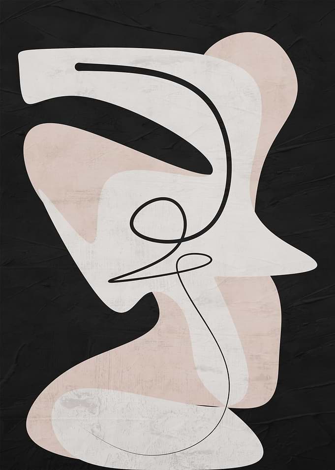Abstract Face Line Art on Black