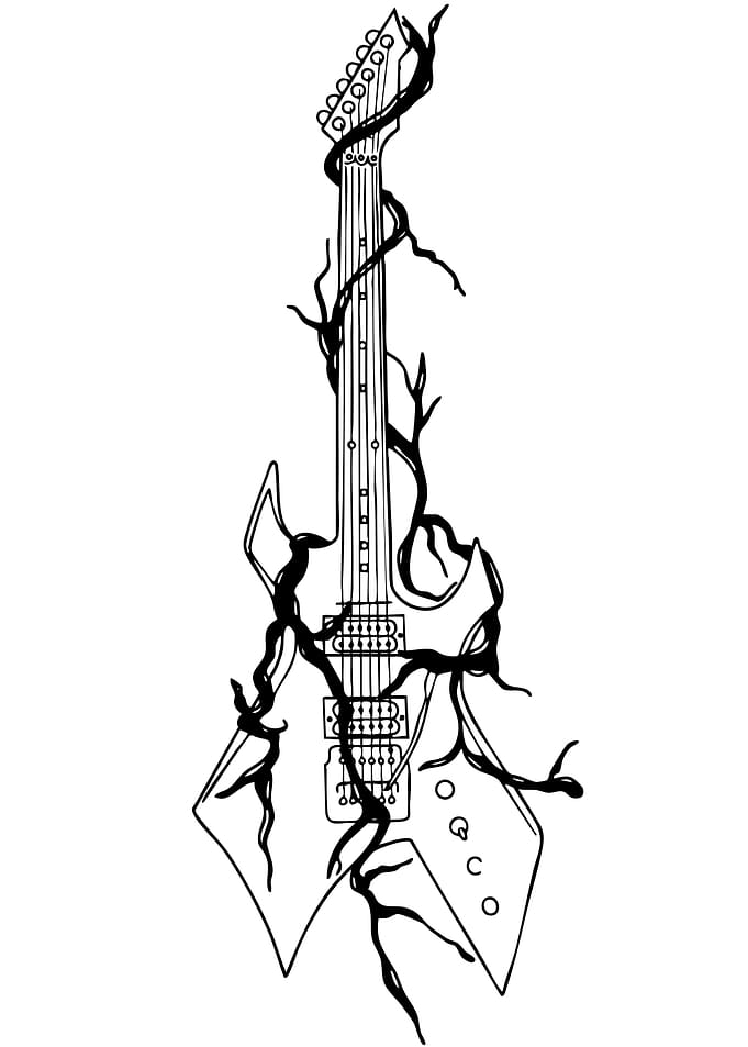 Electric Guitar with Vines Illustration