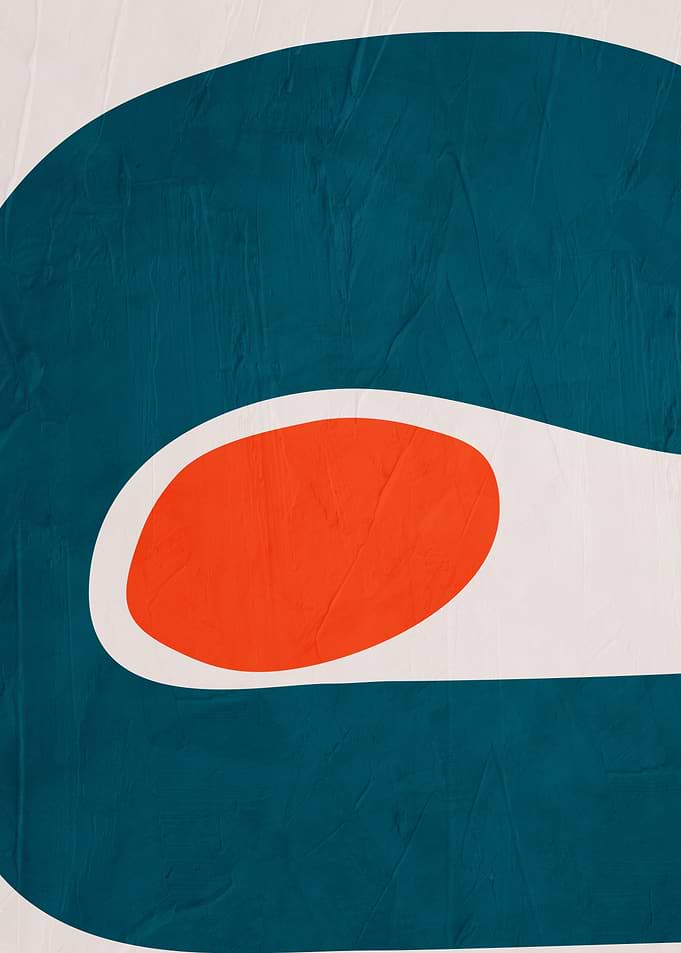 Abstract Shapes in Teal, Orange, and White