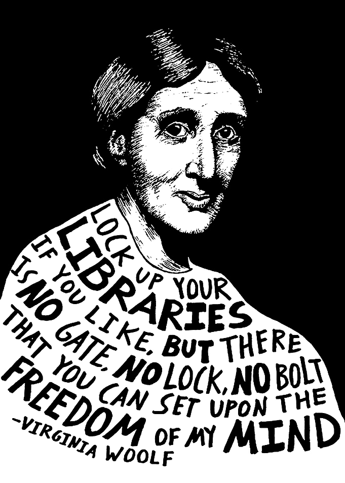 Virginia Woolf Portrait with Quote
