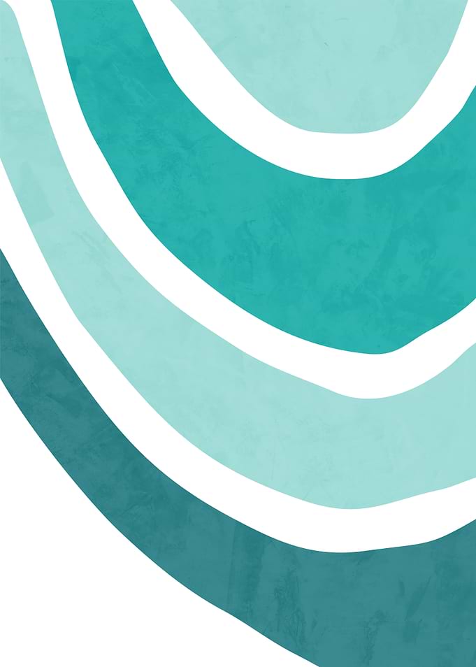 Abstract Teal Waves Minimalist Art