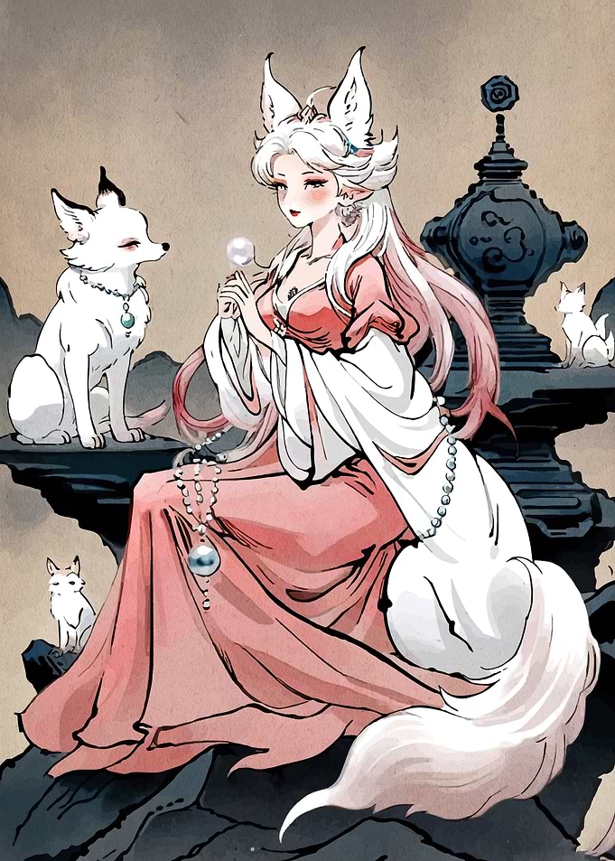 Fox spirit with white foxes