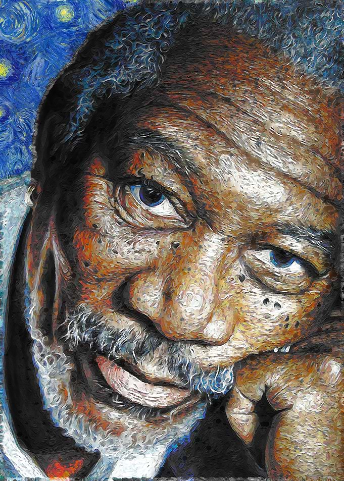 Morgan Freeman Portrait in Van Gogh Style