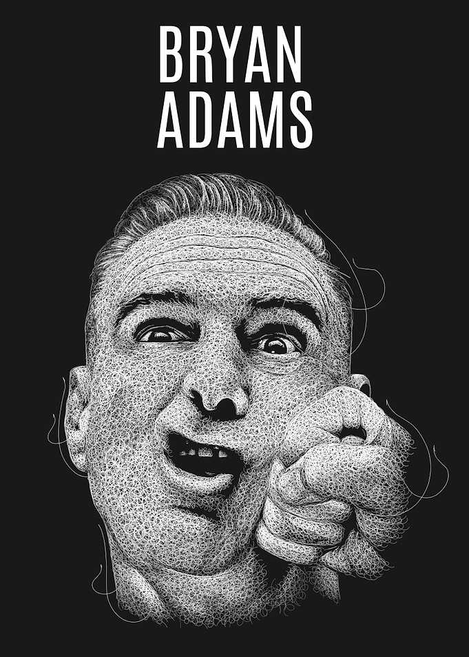 Bryan Adams Portrait - Detailed Line Art