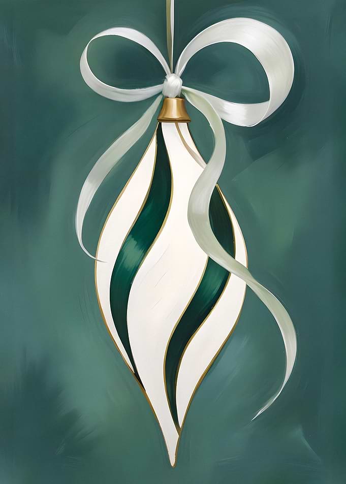 Coquette Chic Teal & White Christmas Ornament