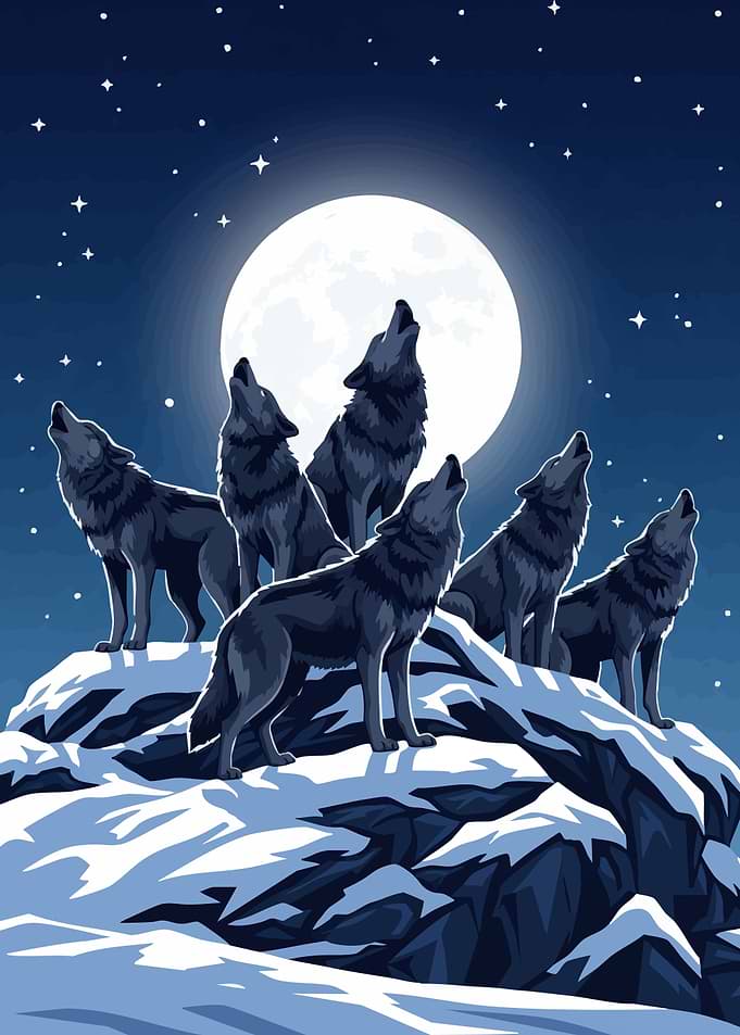 Wolves Howling Moon