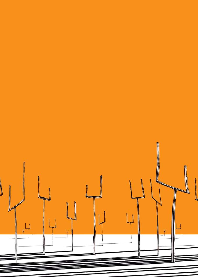 Orange Background with Goalposts Illustration