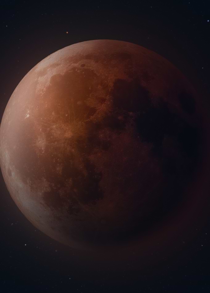 Blood Moon in Starry Night Sky