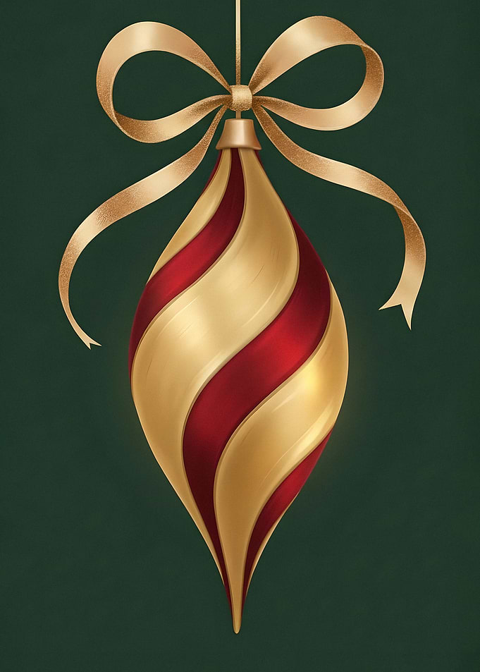 Elegant Red Gold Christmas Ornament with Ribbon