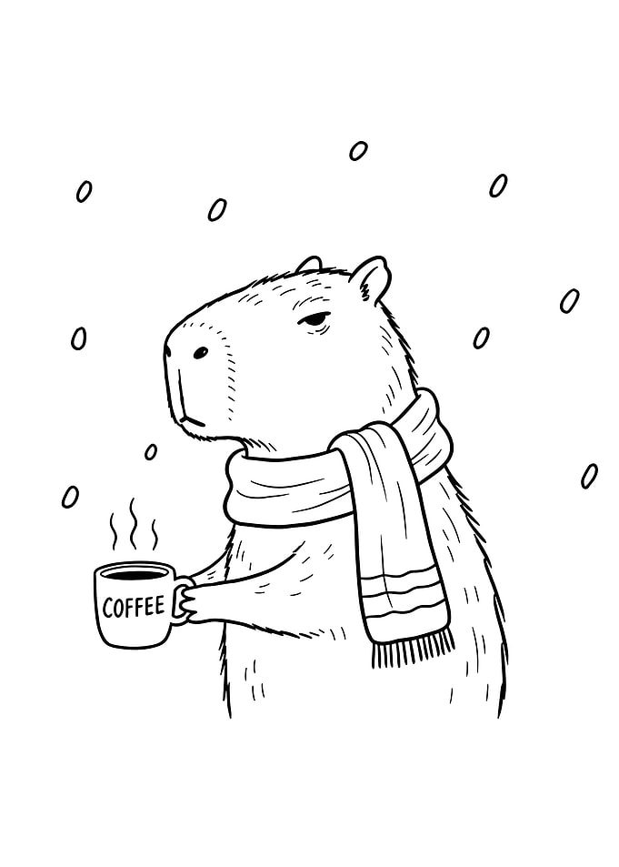 Capybara with Coffee in Winter