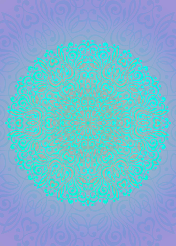 Turquoise Mandala on Lilac Background