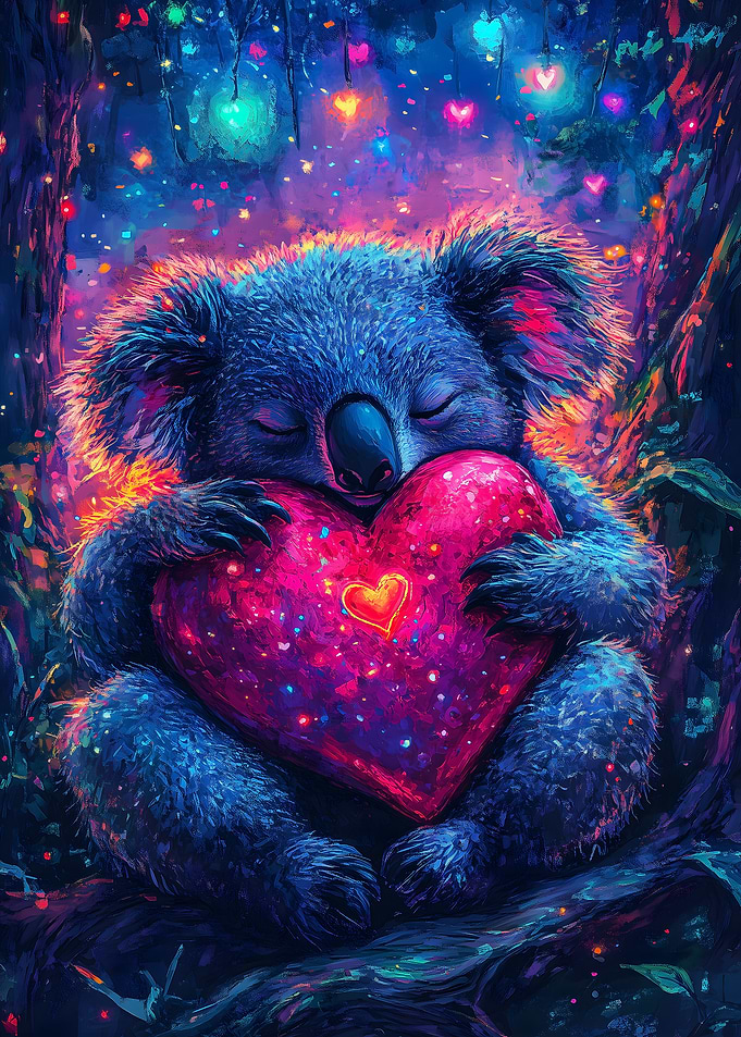 Sleeping Koala with Heart