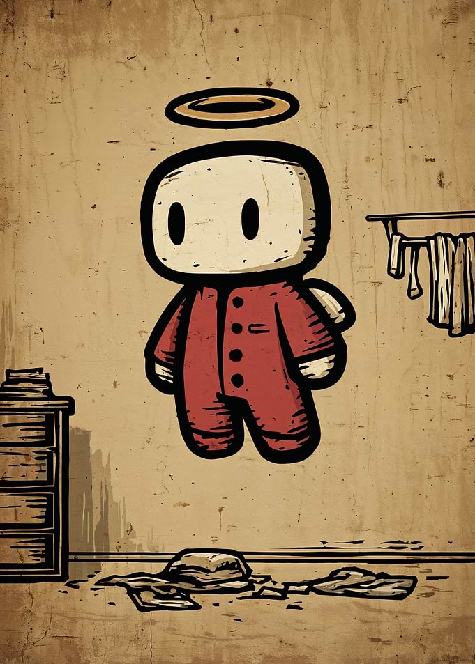 Cartoon Angel in Red Pajamas