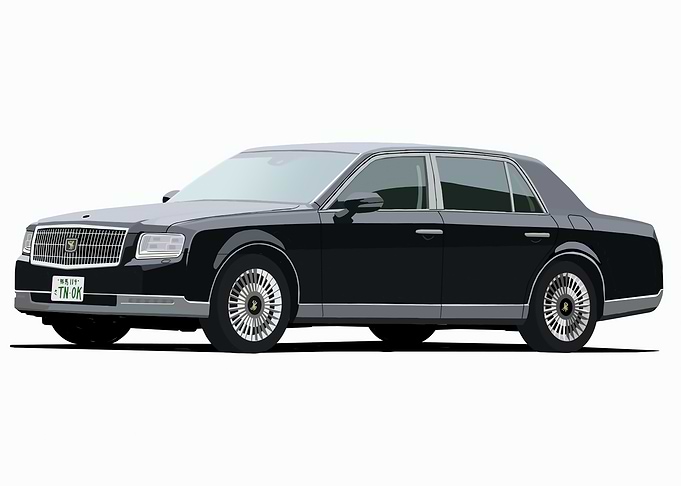 Black Toyota Century Car Illustration