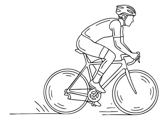 Cyclist line art on white background