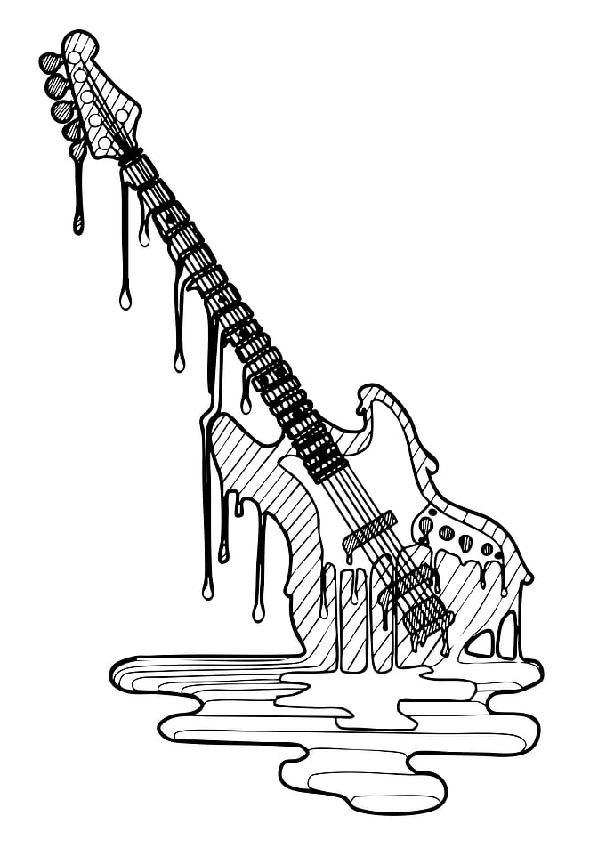 Melting Electric Guitar Line Art