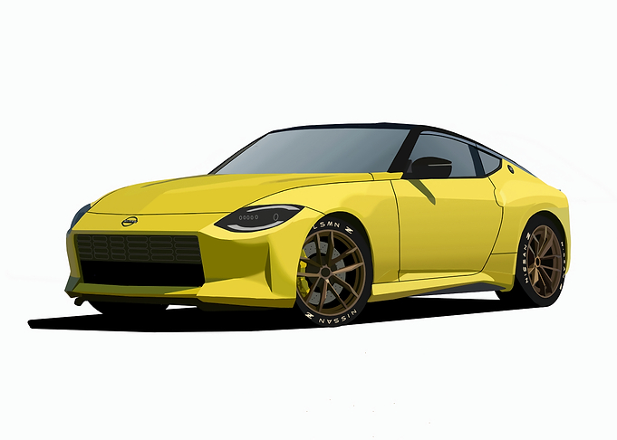 Yellow Nissan Z Car Illustration