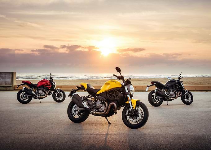 Ducati Monster Motorcycles at Sunset