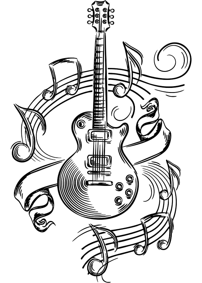 Guitar and Music Notes Illustration