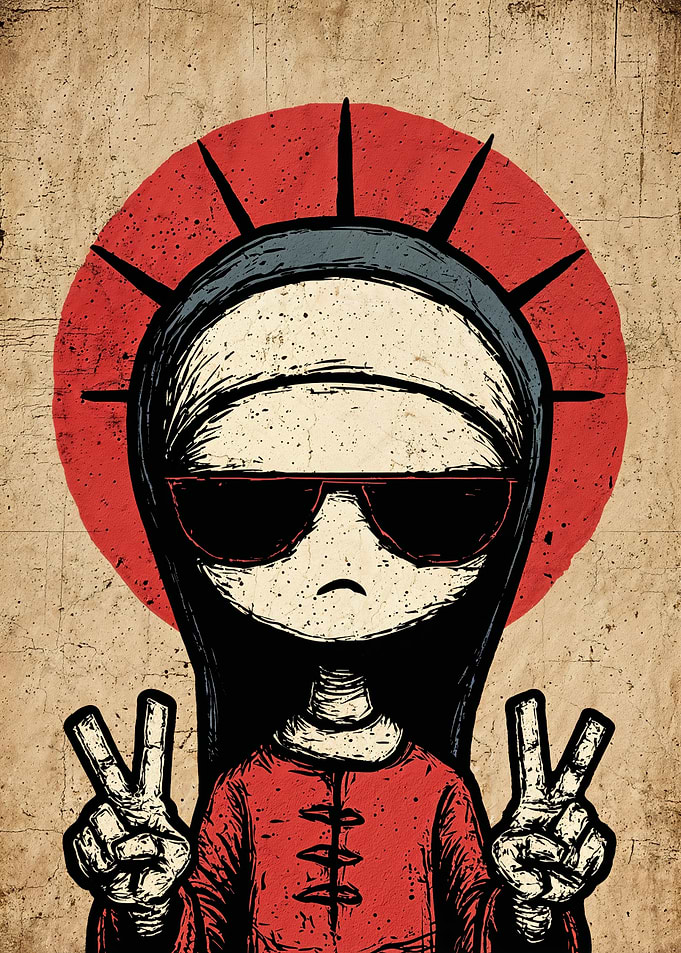 Cool Nun with Peace Signs