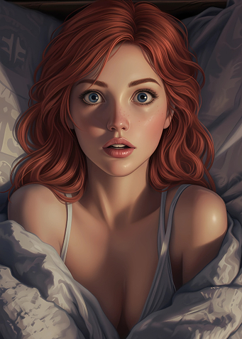 Surprised Redhead in Bed